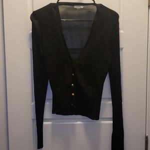 Black mesh long sleeve cover up